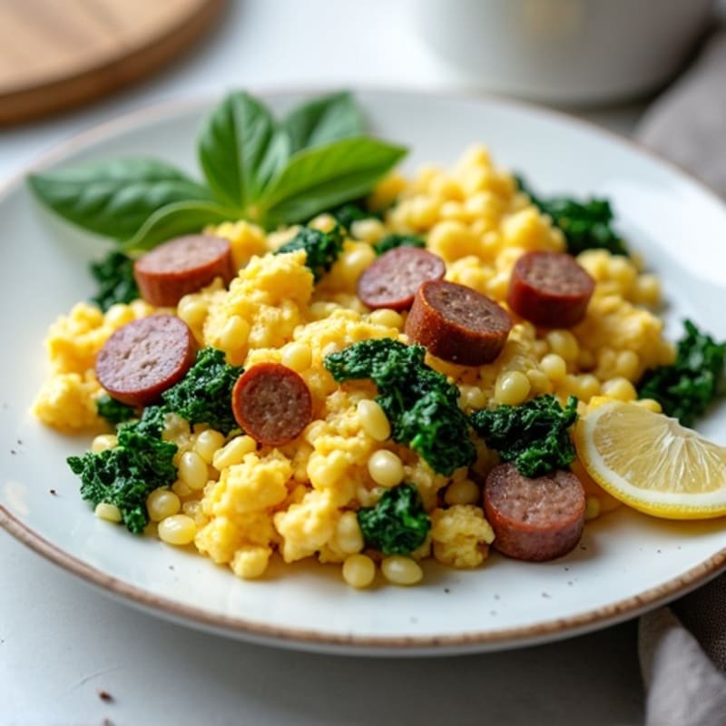 Egg White Scramble with Spinach and Turkey Sausage