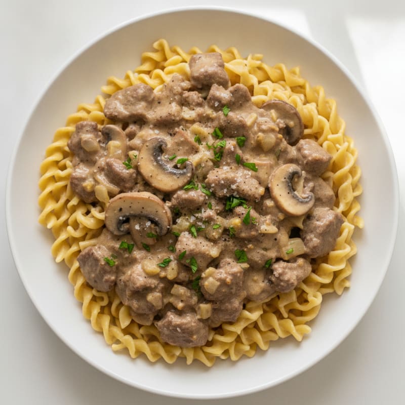 Beef Stroganoff with Egg Noodles