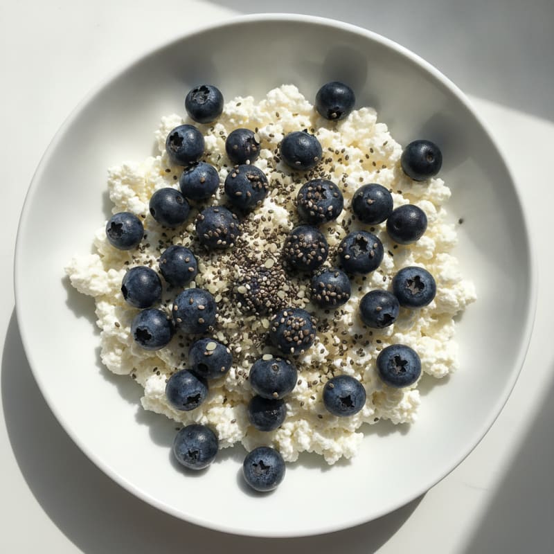 Cottage Cheese and Berry Protein Bowl with Chia Seeds