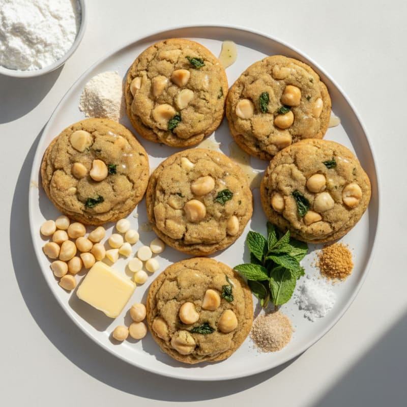 White Chocolate Macadamia Mint Cookies
