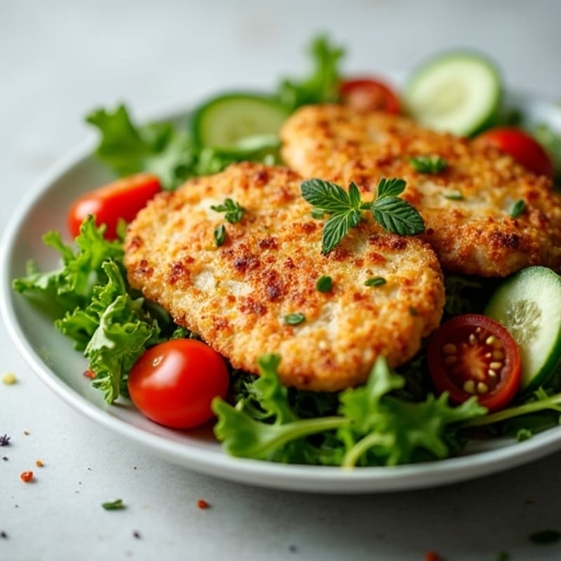 Crispy Lemon Herb Chicken Salad with Fresh Greens and Zesty Vinaigrette