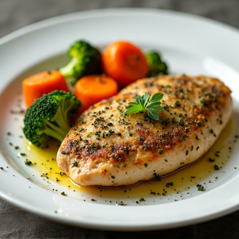 Herb-Crusted Pan Seared Chicken with Roasted Vegetables