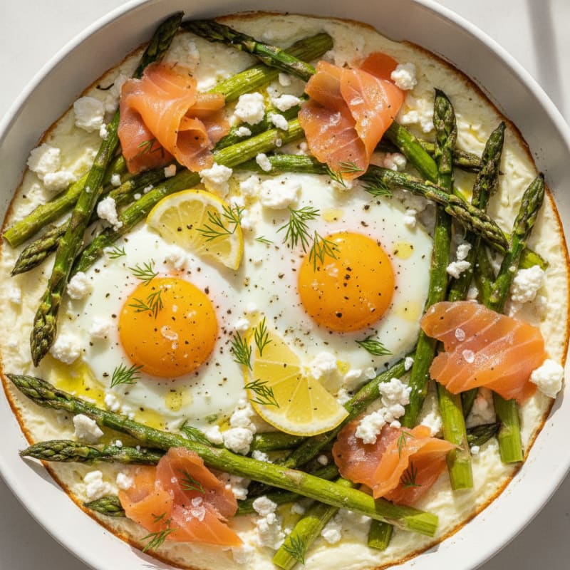 Baked Eggs with Roasted Asparagus