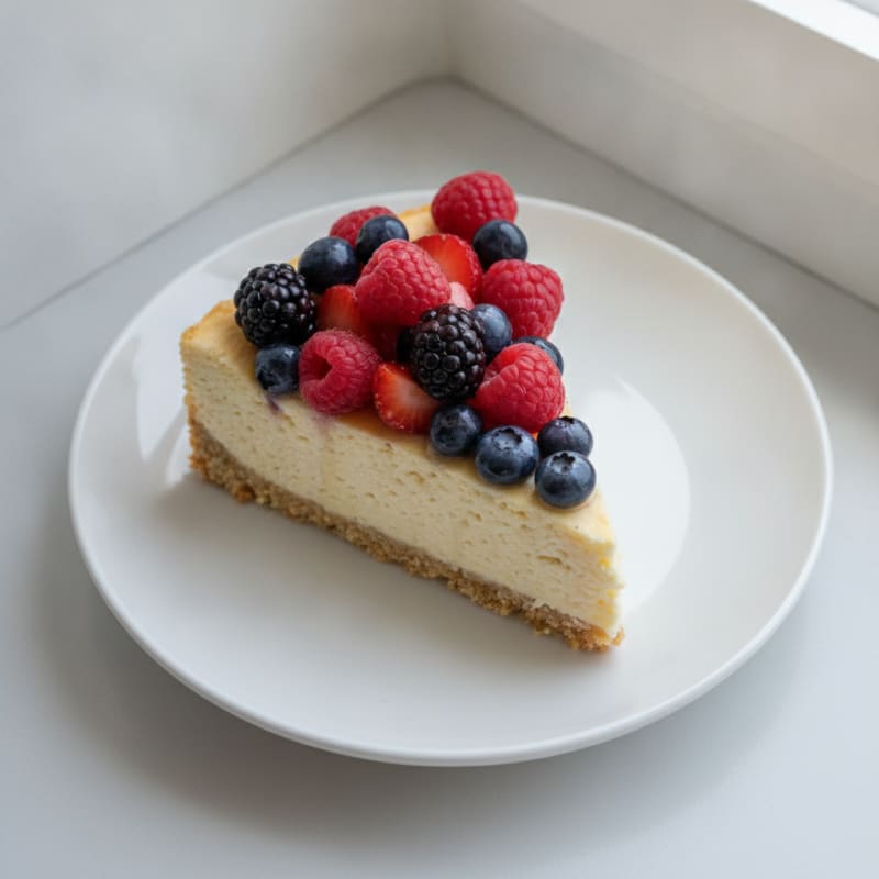 Silky Protein Cheesecake with Fresh Berries