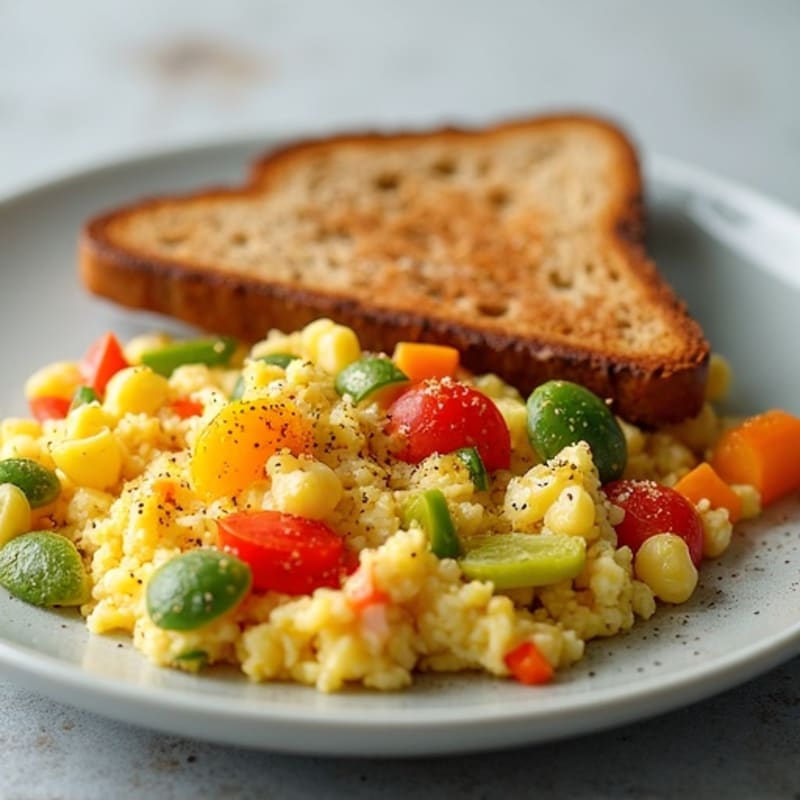 Egg and Vegetable Scramble with Toast