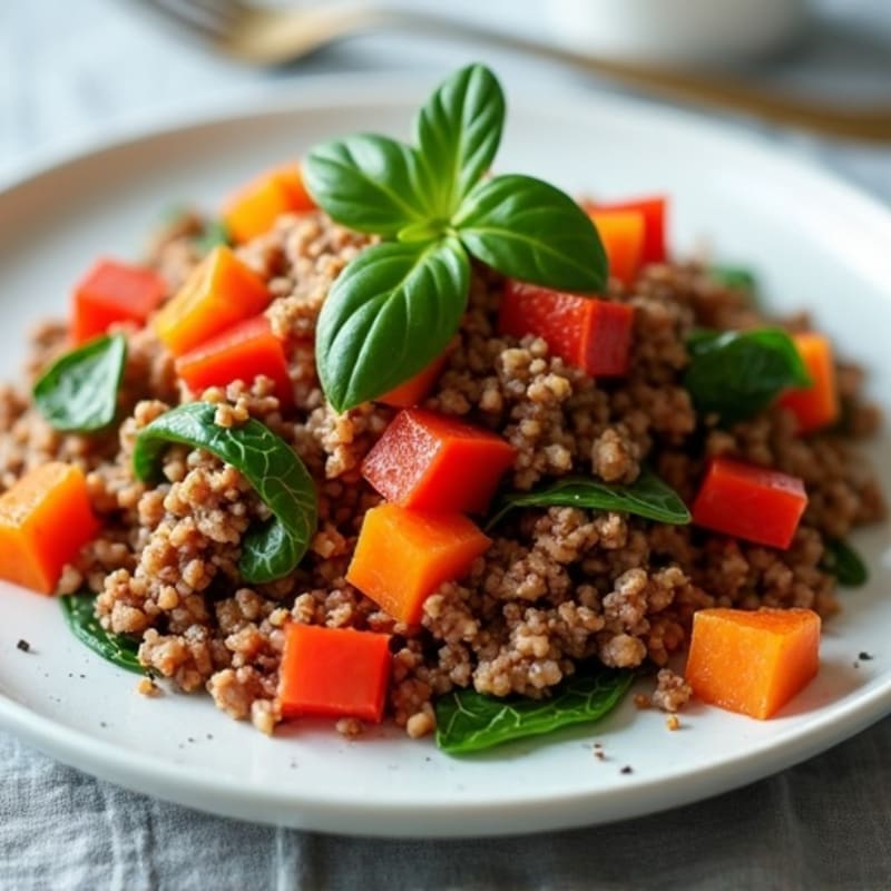 Hearty Ground Beef and Sweet Potato Hash