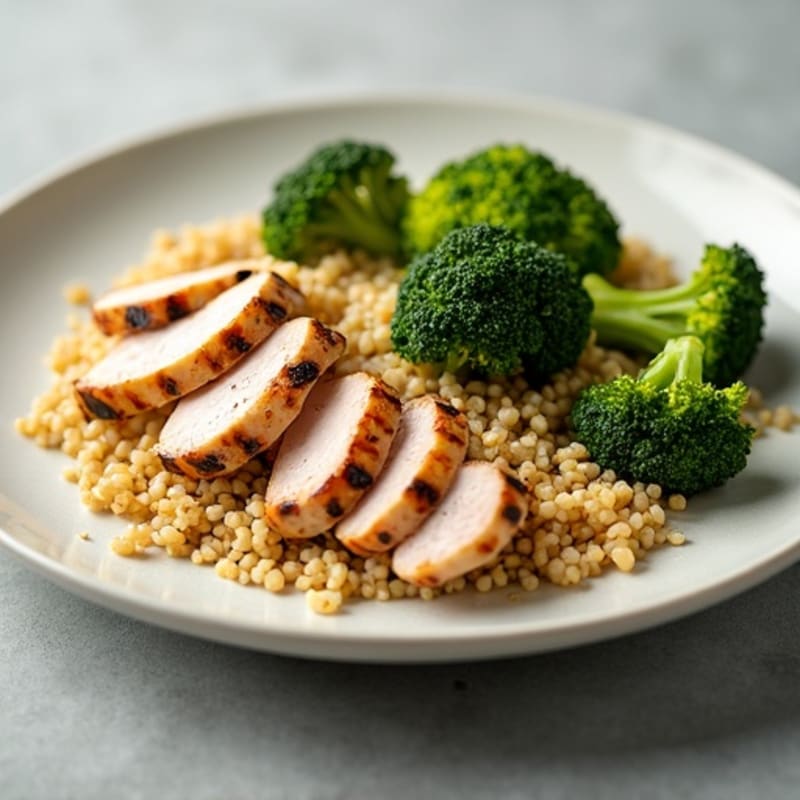 Grilled Turkey Breast with Roasted Broccoli and Quinoa
