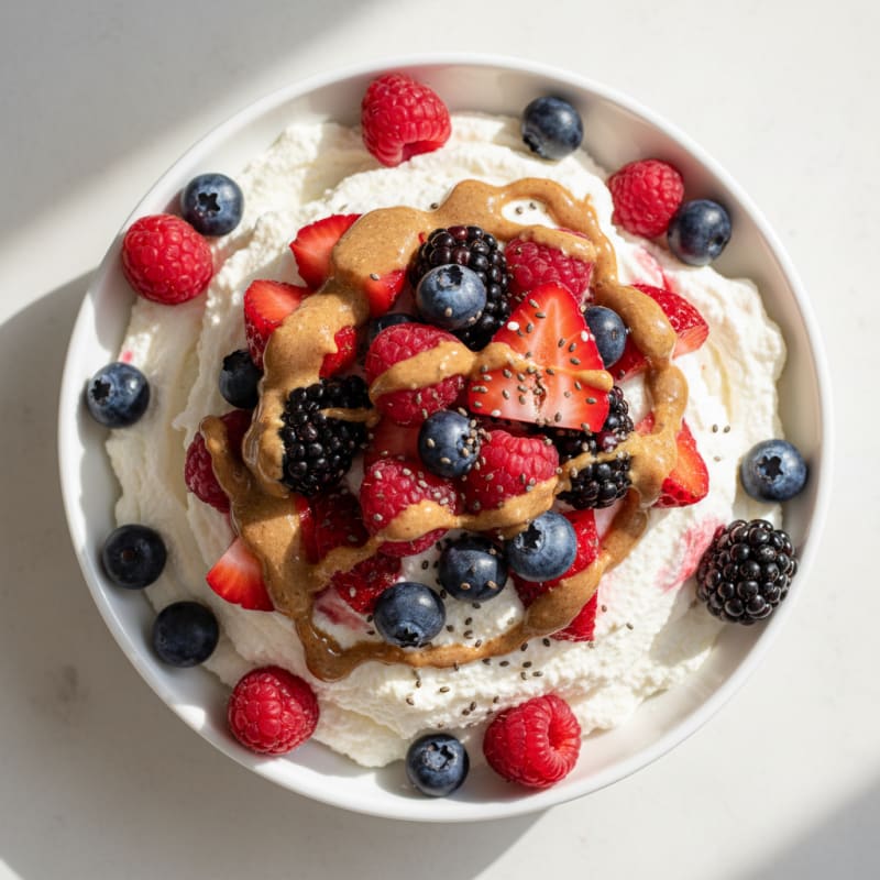 Greek Yogurt Protein Mousse with Mixed Berries