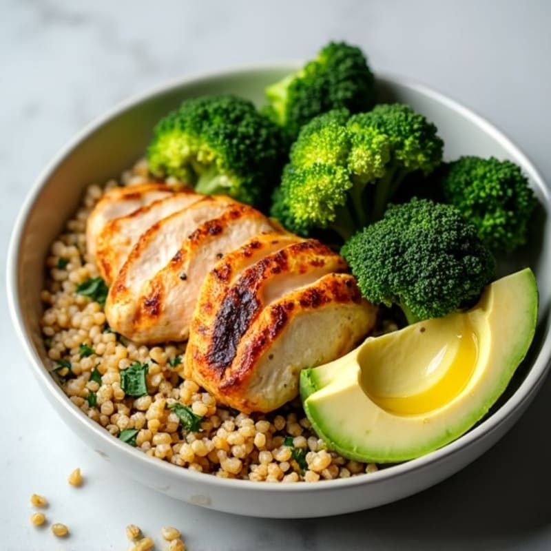 Grilled Chicken and Quinoa Power Bowl with Roasted Broccoli