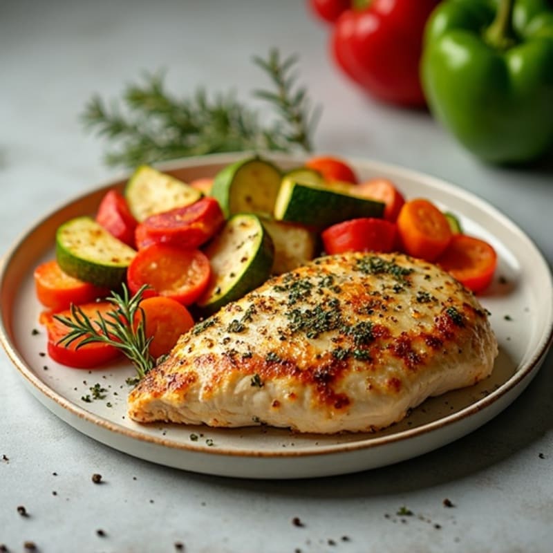Herb-Crusted Pan Seared Chicken with Roasted Vegetables
