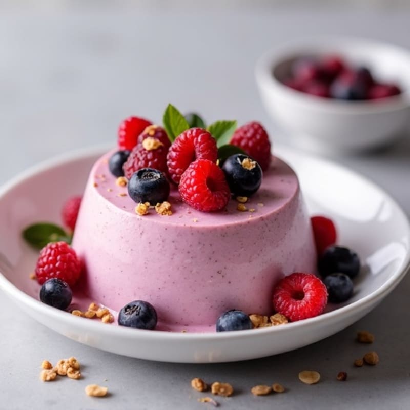 Greek Yogurt Protein Mousse with Mixed Berries