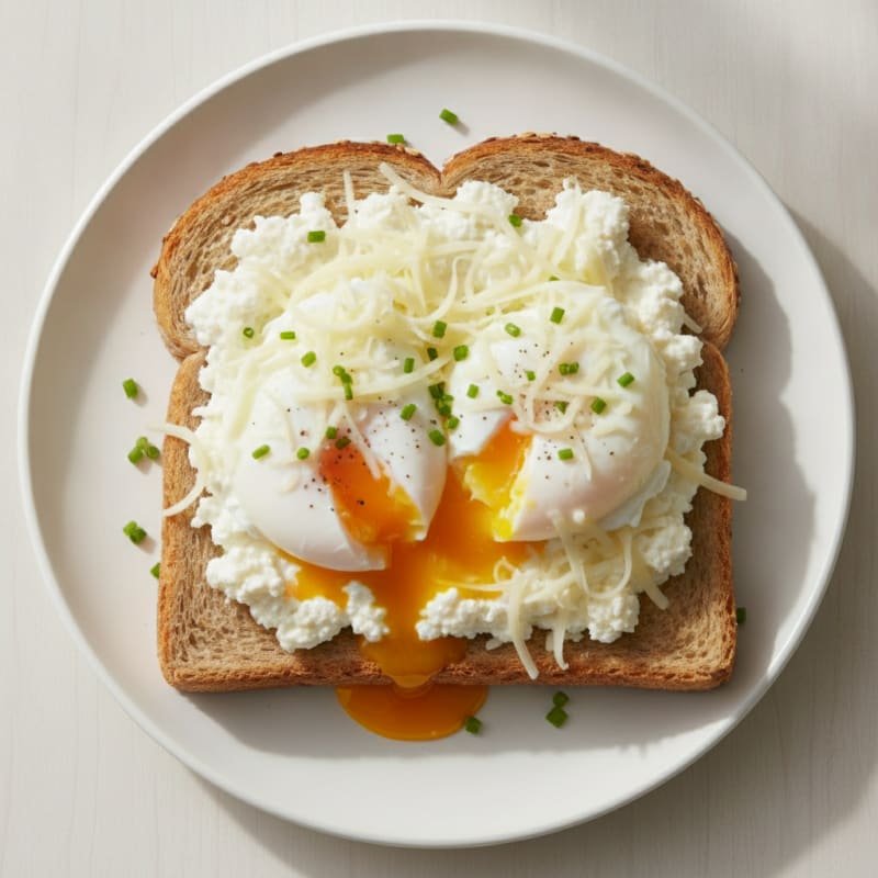 Egg and Cottage Cheese Open-Face Sandwich on Toasted Bread
