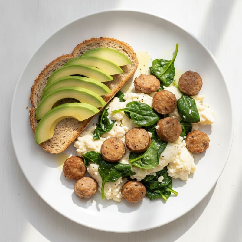 Egg White Scramble with Spinach and Turkey Sausage