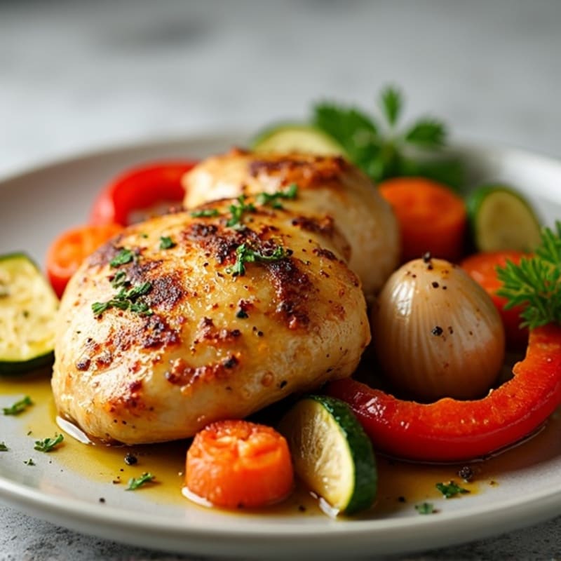 Garlic-Herb Roasted Chicken with Crispy Roasted Vegetables