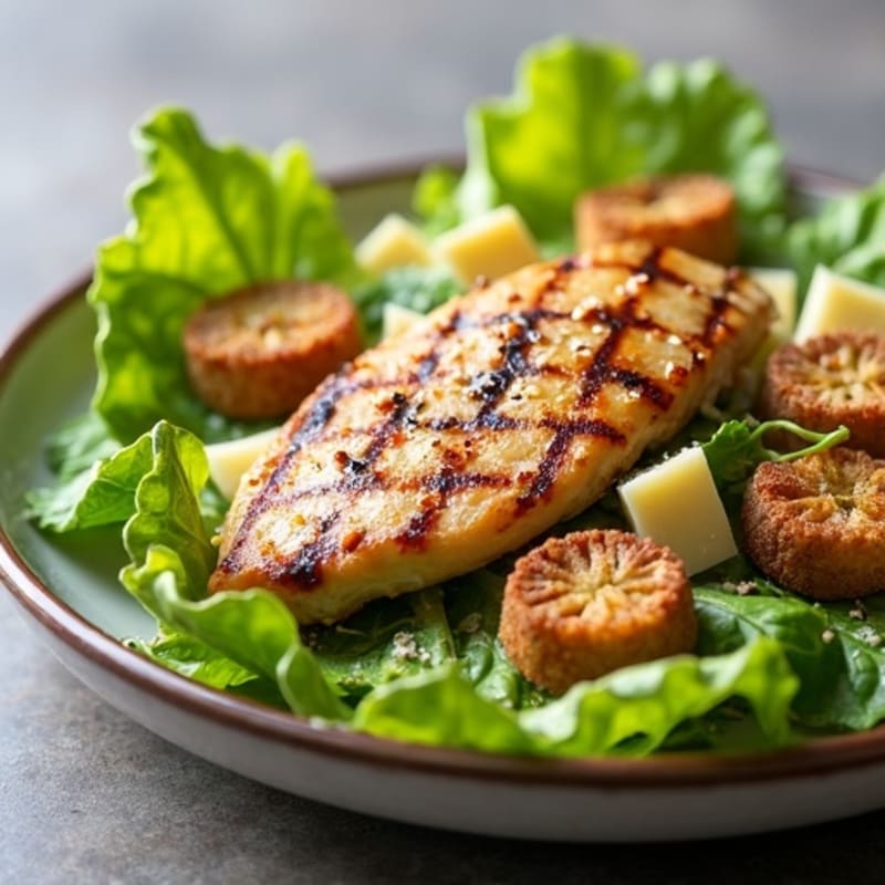 Grilled Chicken Caesar Salad with Crispy Romaine