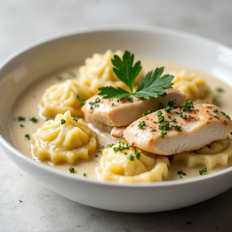 Lightened-Up Creamy Chicken and Herb Dumplings