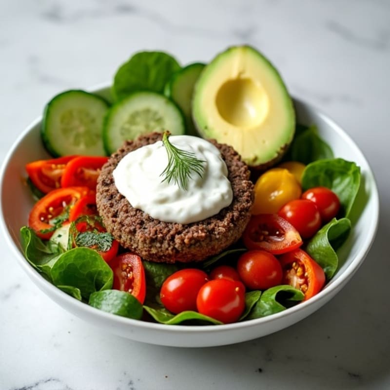 Lean Ground Beef Burger Bowl with Fresh Veggies and Creamy Special Sauce