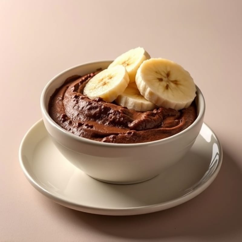 Chocolate Protein Pudding with Sliced Bananas