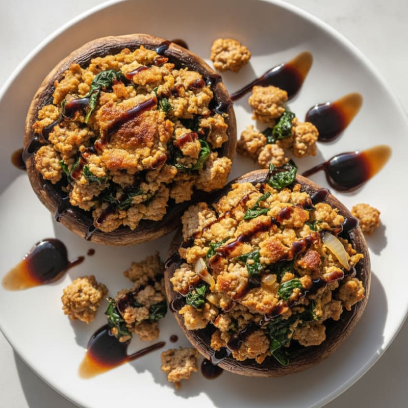 Herb-Stuffed Portobello Mushrooms with Balsamic Glaze