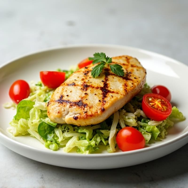 Grilled Chicken Breast Salad with Crunchy Cabbage and Lemon Vinaigrette