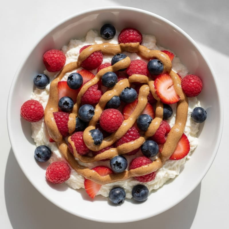Greek Yogurt Protein Bowl with Mixed Berries and Almond Butter