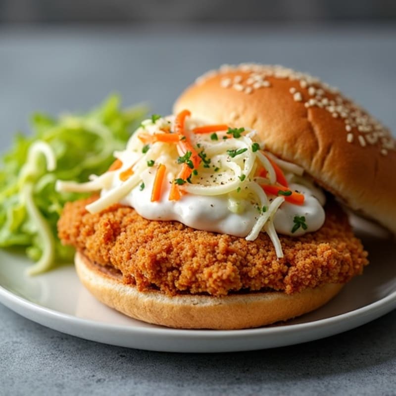 Crispy Baked Chicken Sandwich with Greek Yogurt Slaw