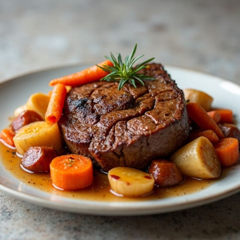 Smoky Slow-Cooked Brisket with Roasted Root Vegetables