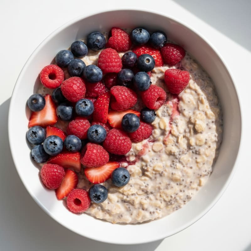 High-Protein Berry Chia Overnight Oats