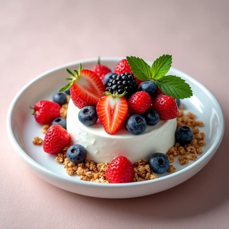 Creamy Greek Yogurt with Mixed Berries and Protein Granola