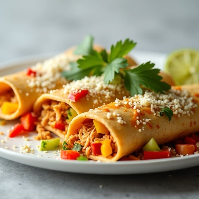 Shredded Chicken and Veggie Enchiladas with Zesty Tomatillo Sauce