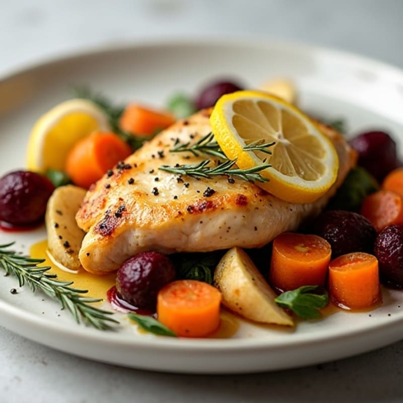 Pan-Seared Lemon Herb Chicken with Roasted Root Vegetables