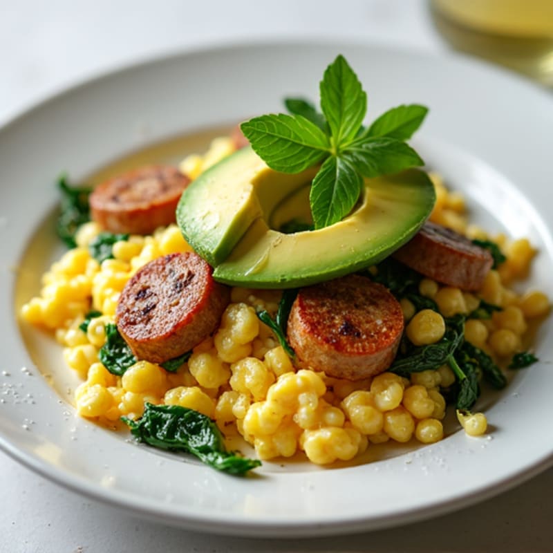 Egg White and Turkey Sausage Scramble with Spinach