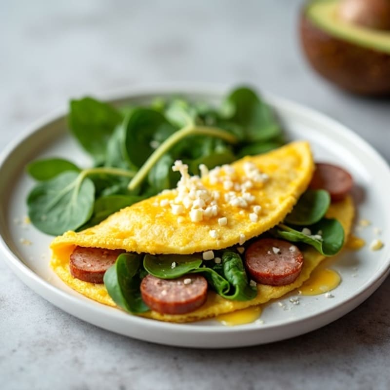 Egg White Spinach Omelette with Turkey Sausage