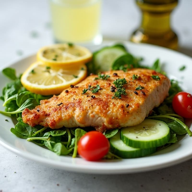 Crispy Lemon Herb Chicken Salad with Fresh Greens