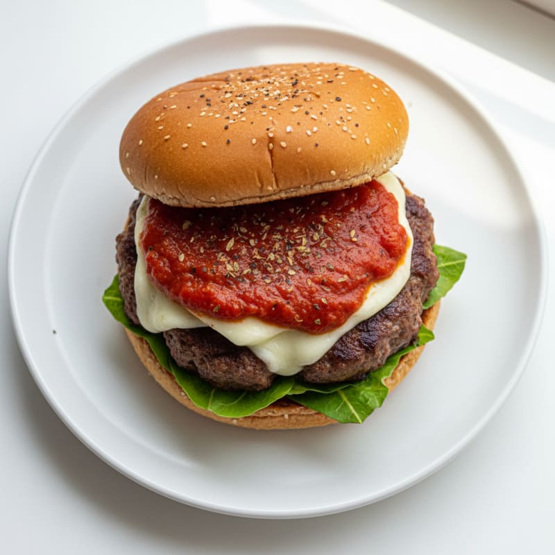 Mozzarella-Stuffed Burger with Marinara