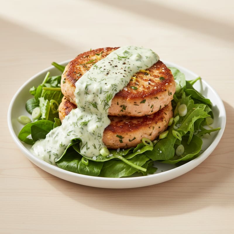 Pan-Seared Salmon Burger with Dill Aioli
