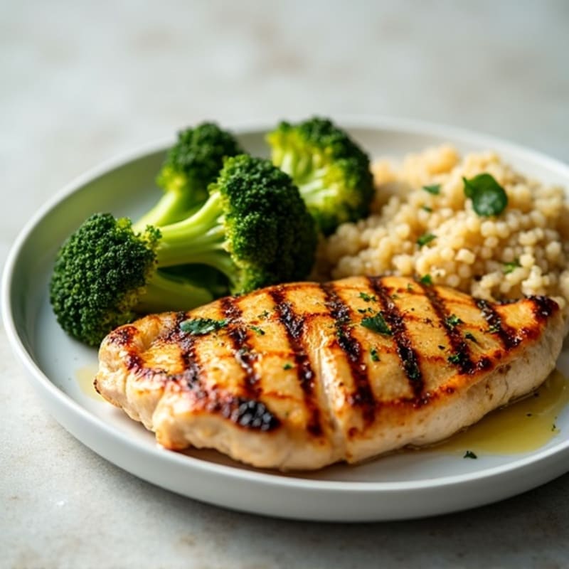 Grilled Chicken Breast with Roasted Broccoli and Quinoa