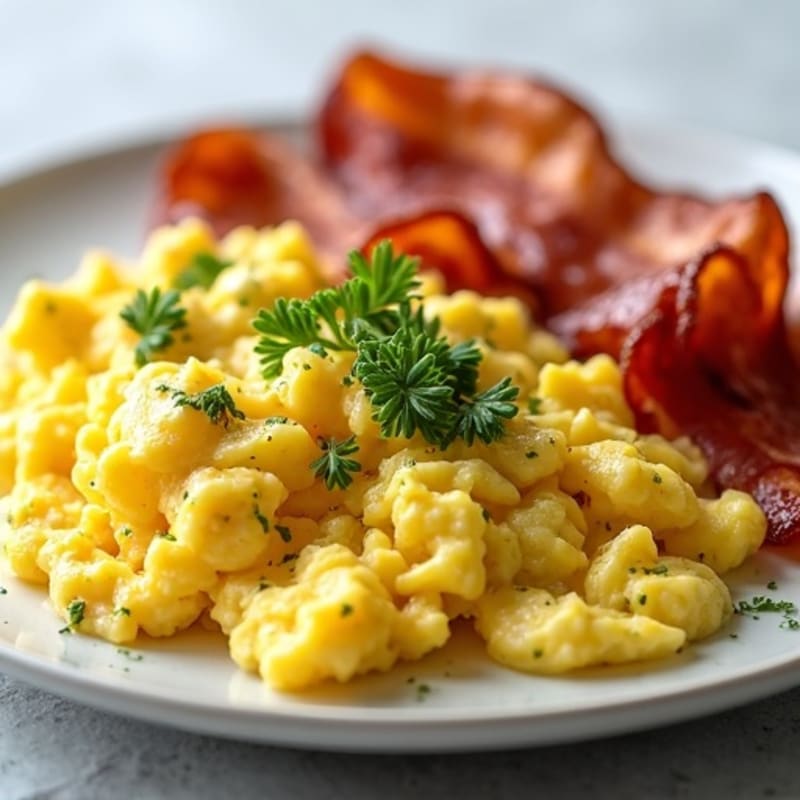 Crispy Turkey Bacon and Herb-Scrambled Eggs