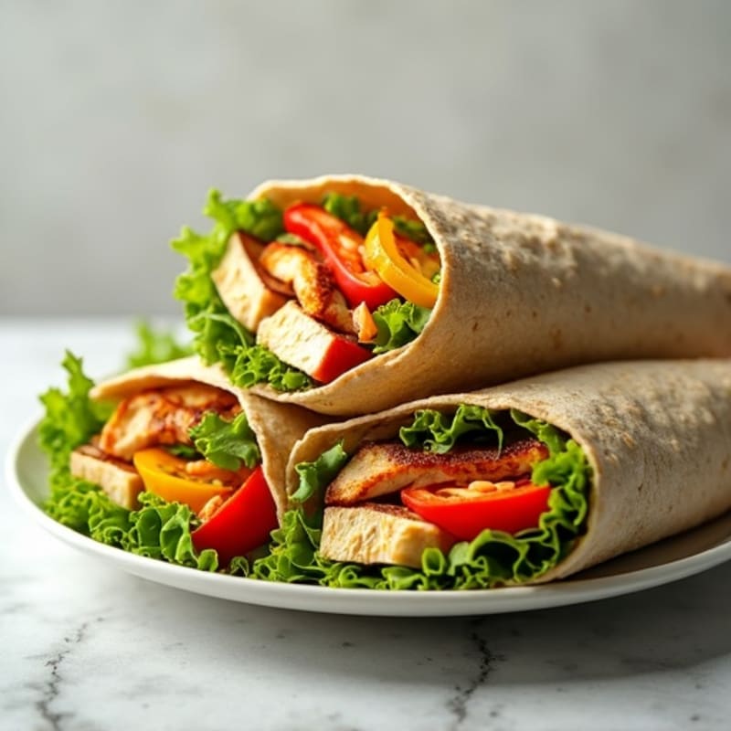 Creamy Hummus and Crisp Veggie Whole Wheat Wrap