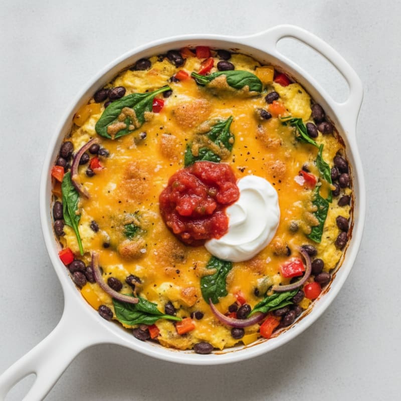 Cheesy Egg and Black Bean Skillet