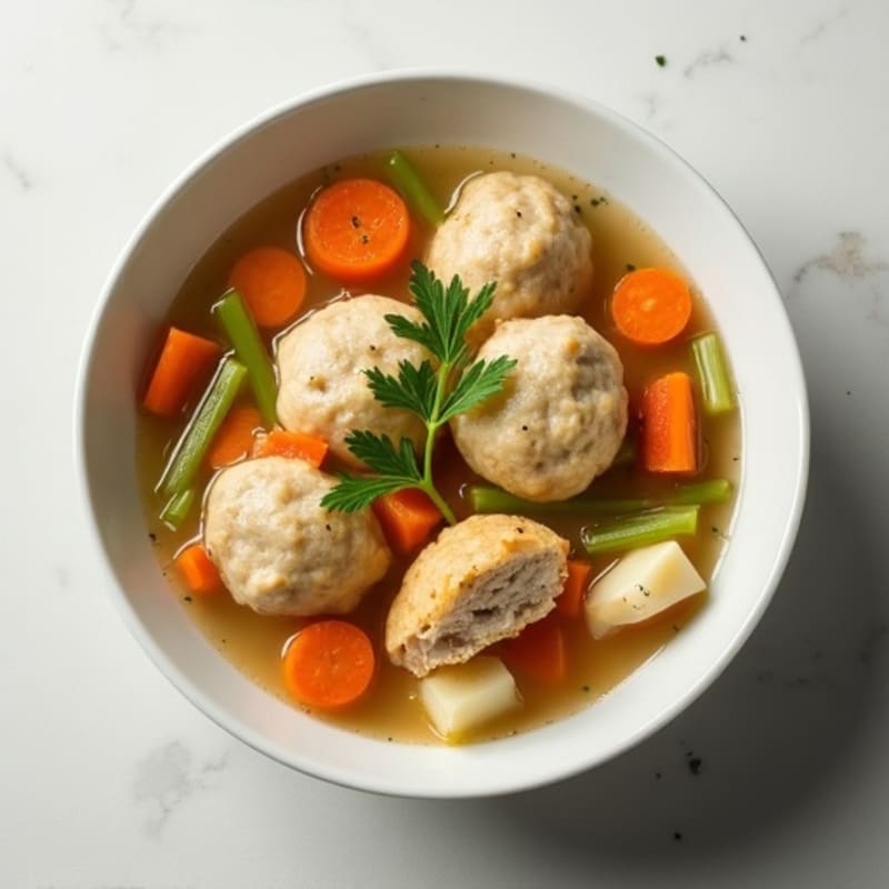 Tender Chicken and Hearty Vegetable Soup with Fluffy Herb Dumplings