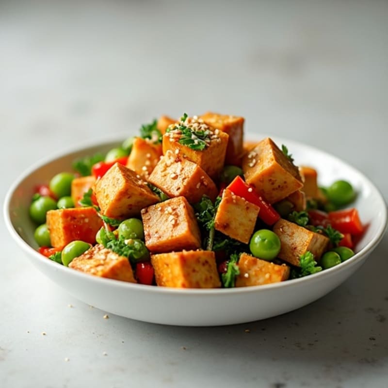 Crispy Sesame Tofu Stir-Fry with Fresh Vegetables