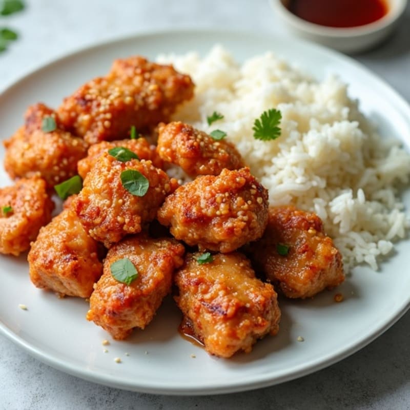 Crispy Sesame Chicken with Steamed White Rice