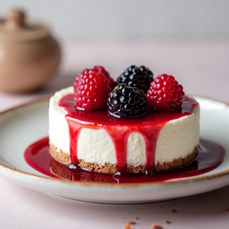 Protein-Packed Greek Yogurt Cheesecake with Berry Compote