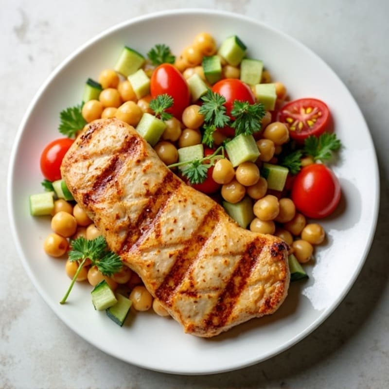 Grilled Chicken Breast with Crunchy Chickpea Salad