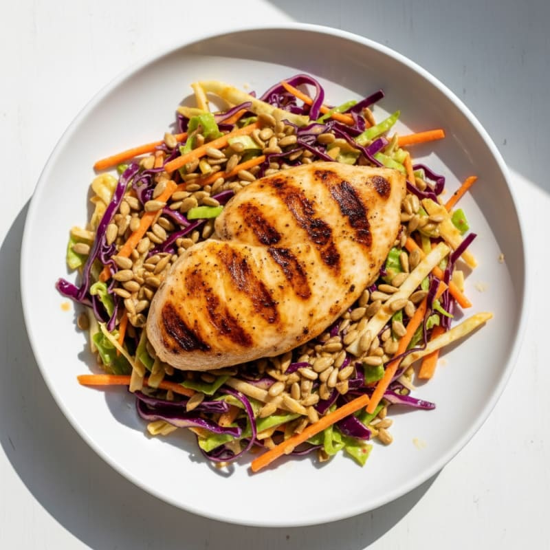 Grilled Chicken Breast with Crunchy Vegetable Slaw
