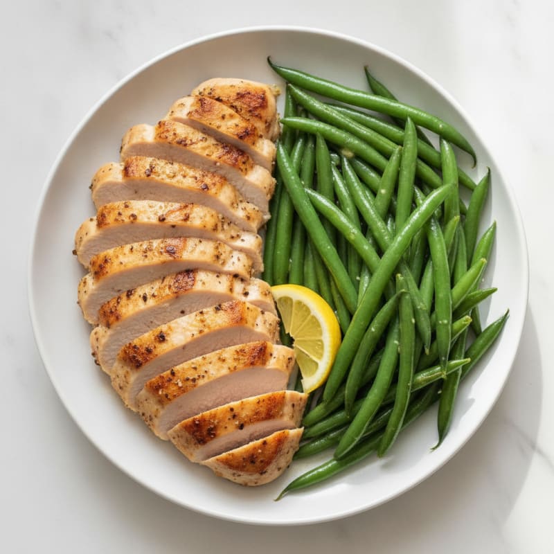 Seared Turkey Breast with Steamed Green Beans
