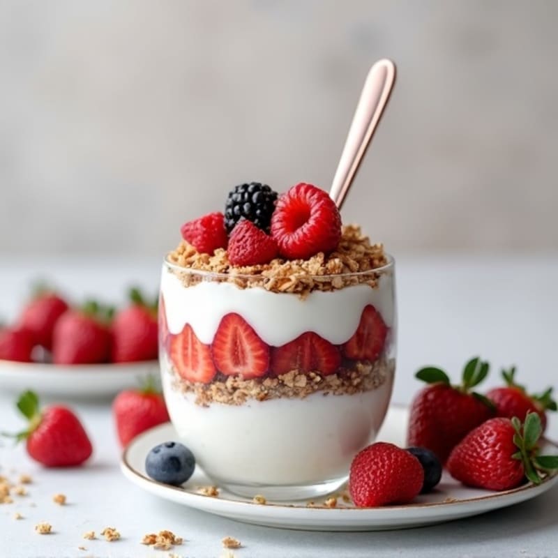 Creamy Greek Yogurt Parfait with Mixed Berries and Protein Granola