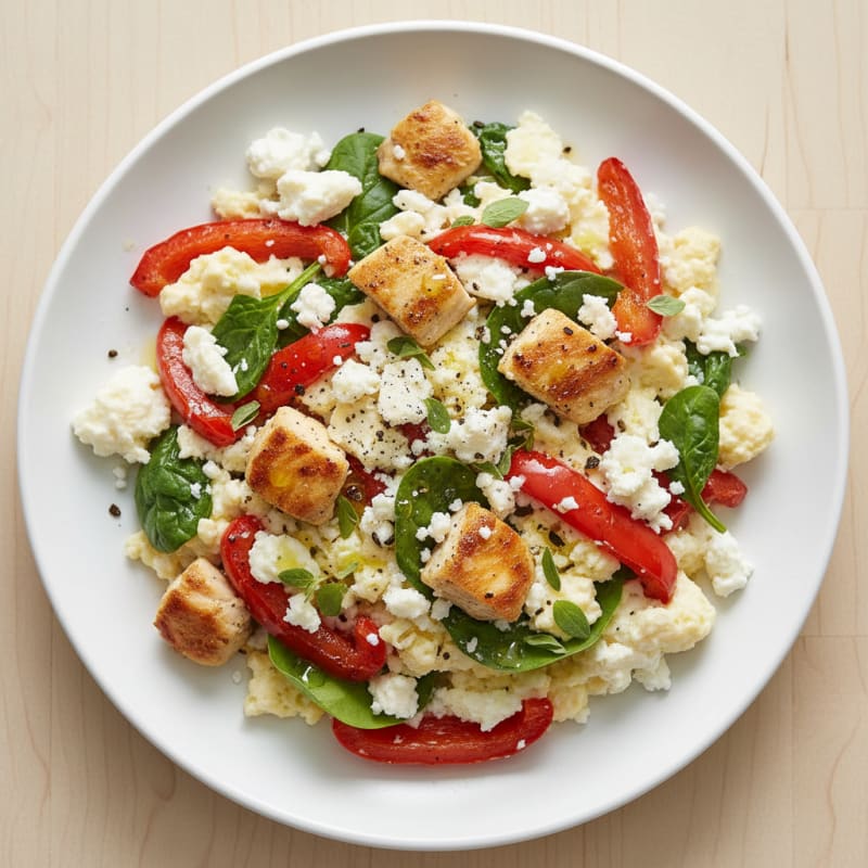 Egg White Scramble with Feta and Roasted Peppers