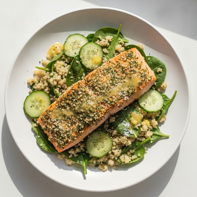 Herb-Crusted Salmon Quinoa Salad